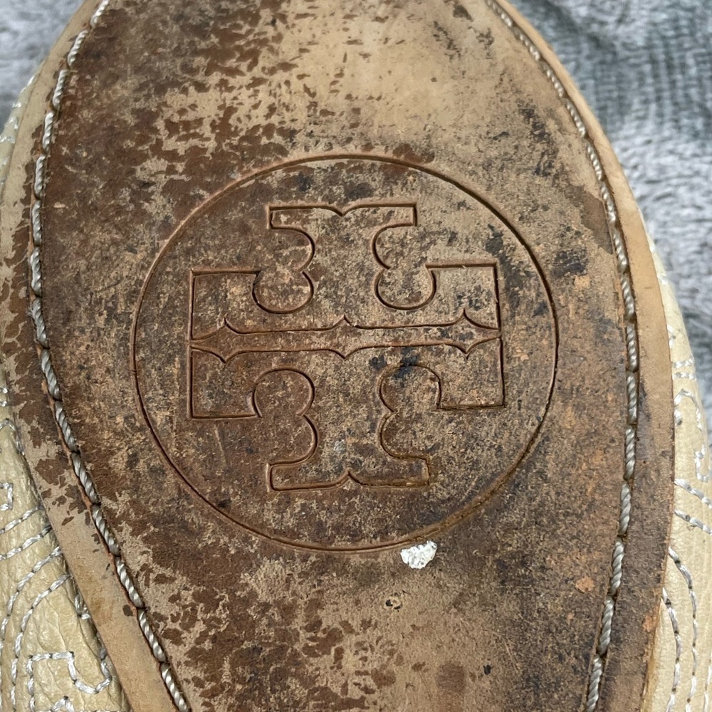 Tory Burch leather ballet flats with embroidered logo size 7.5 - Picture 9 of 11